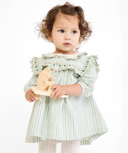Sara Baby Dress, Sage Chevron Stripe