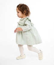 Sara Baby Dress, Sage Chevron Stripe