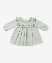 Sara Baby Dress, Sage Chevron Stripe