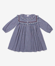 Sara Dress, Marine Tiny Check