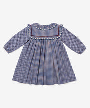 Sara Dress, Marine Tiny Check