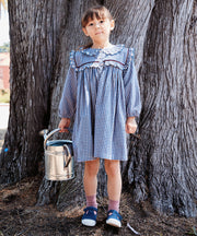 Sara Dress, Marine Tiny Check
