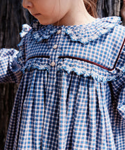 Sara Dress, Marine Tiny Check