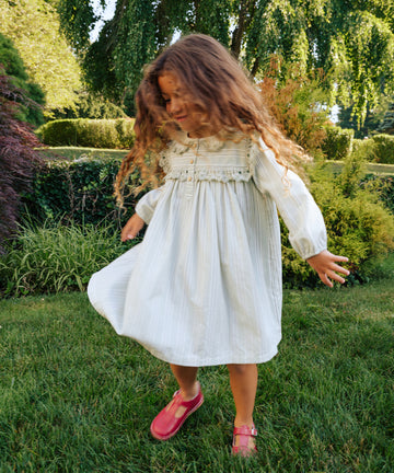 Sara Dress, Sage Chevron Stripe