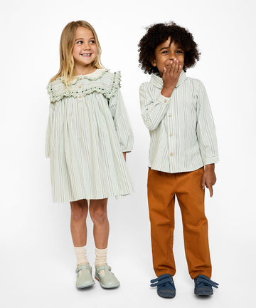 Sara Dress, Sage Chevron Stripe