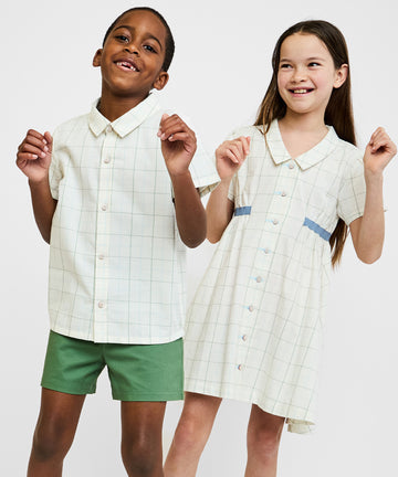 Shirt Dress, Seafoam Plaid