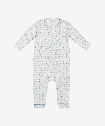 Ziggy Zip Romper, Blue ABC's