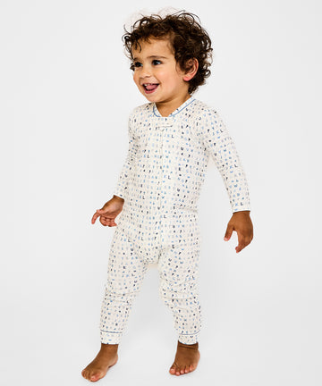 Ziggy Zip Romper, Blue ABC's