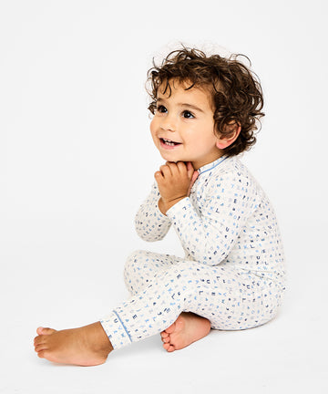 Ziggy Zip Romper, Blue ABC's