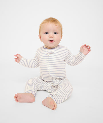Ziggy Zip Romper, Cloud Mini Stripe