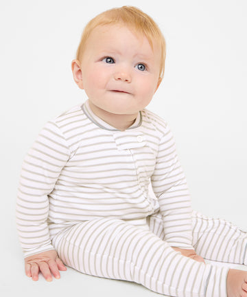 Ziggy Zip Romper, Cloud Mini Stripe