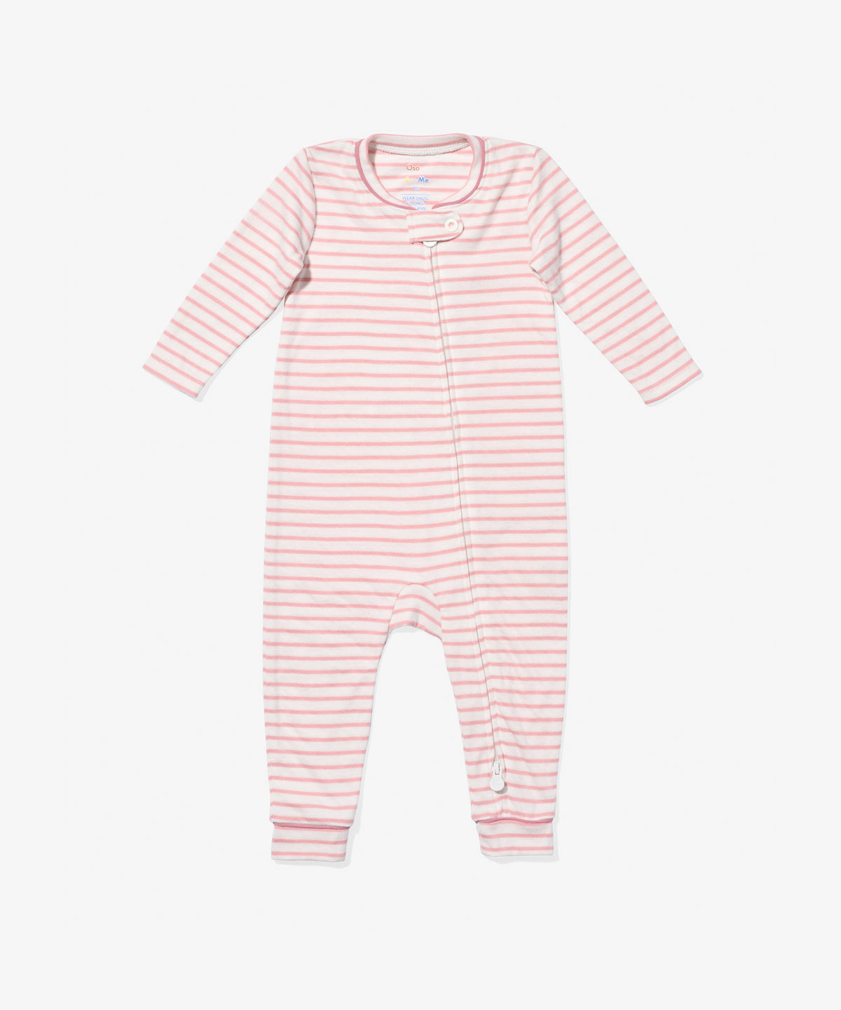 Oso & Me Ziggy Zip Romper, Dusty Rose Mini Stripe
