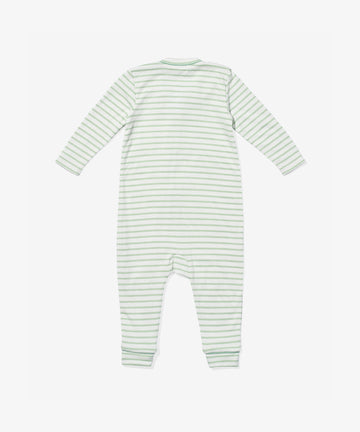Ziggy Zip Romper, Dusty Seafoam Mini Stripe
