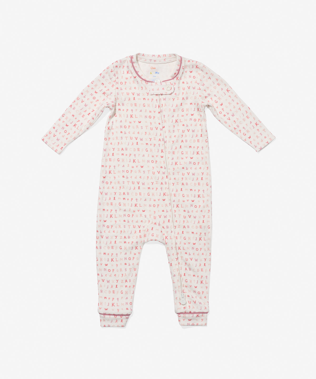 Oso & Me Ziggy Zip Romper, Rose ABC's