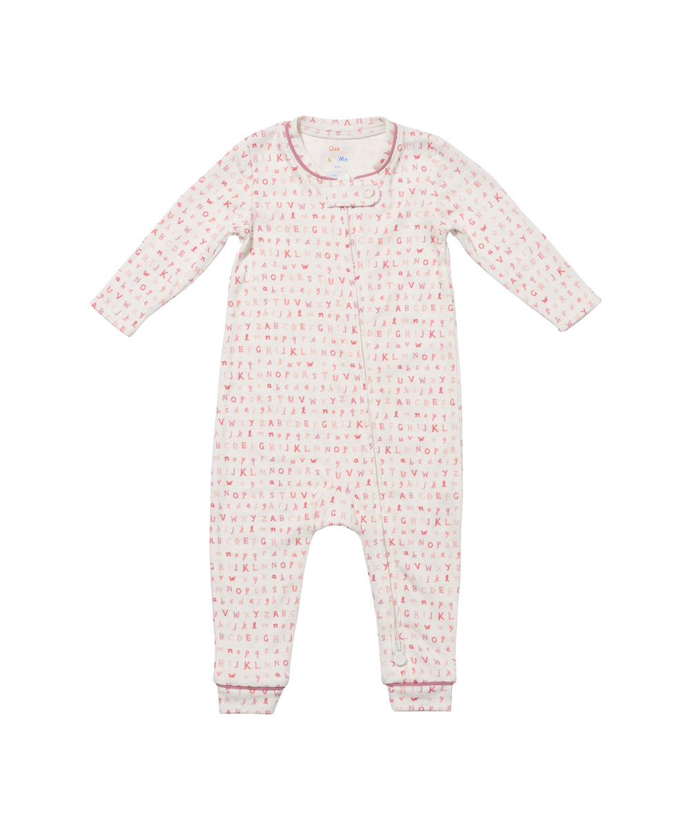 Ziggy Zip Romper, Rose ABC's