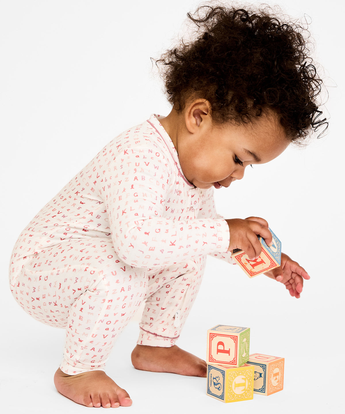 Ziggy Zip Romper, Rose ABC's