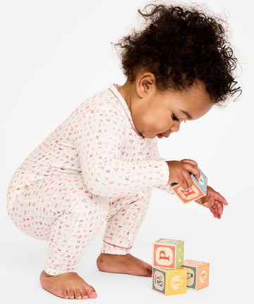 Ziggy Zip Romper, Rose ABC's