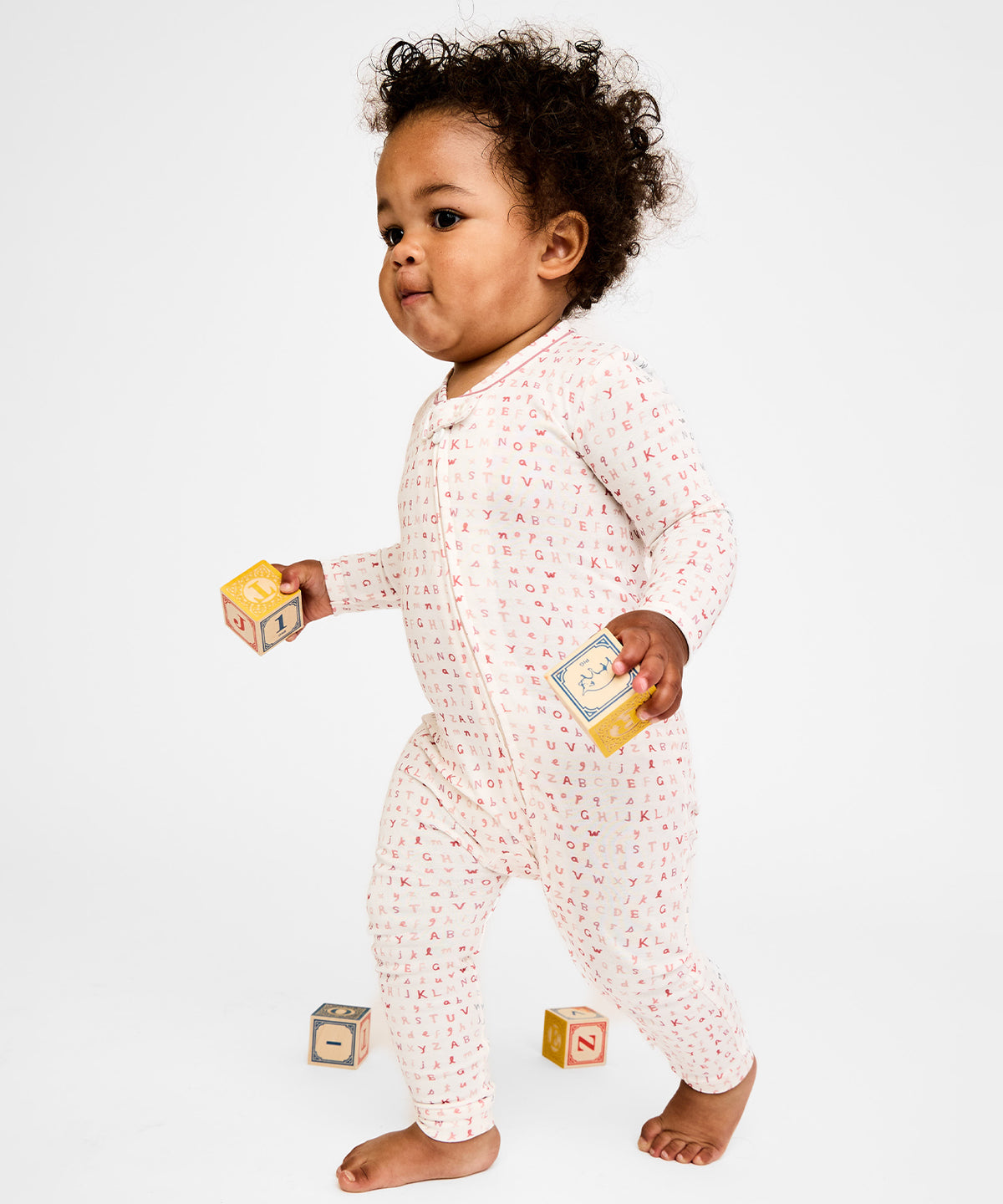 Ziggy Zip Romper, Rose ABC's