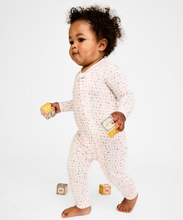Ziggy Zip Romper, Rose ABC's