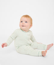 Ziggy Zip Romper, Dusty Seafoam Mini Stripe