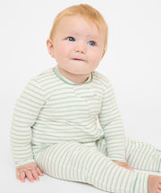 Ziggy Zip Romper, Dusty Seafoam Mini Stripe