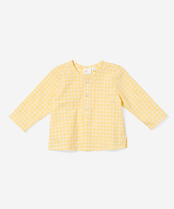 Lupo Baby Shirt, Yellow Check